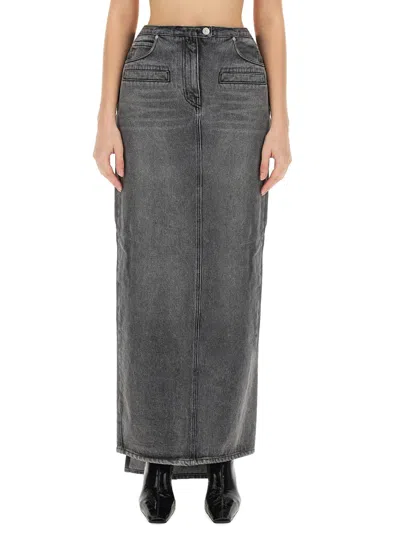 Courrèges Denim Skirt In Gray