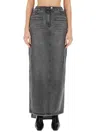 Courrèges Heritage Cut-out Stonewashed Denim Skirt In Grey