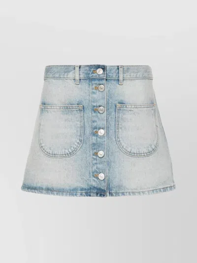 Courrèges Denim Skirt With Belt Loops And Pockets In Blue