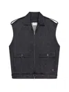 Courrèges Blue Solid Shirt Collar Jacket In Black
