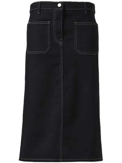 Courrèges Denim Midi Skirt In Black