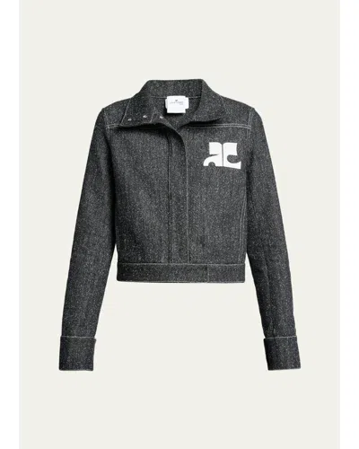 Courrèges Denim Tweed Jacket In Black