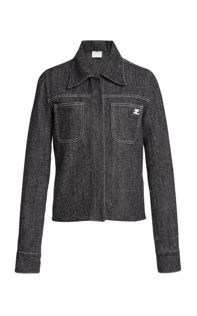 Courrèges Denim Tweed Overshirt In Blue