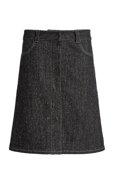 Courrèges Denim Tweed Pencil Skirt In Blue