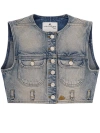 COURRÈGES DENIM VEST WITH EMBROIDERED LOGO ON THE BOTTOM