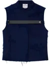 Courrèges Distressed-effect Strap-detailed Jacket In Blue