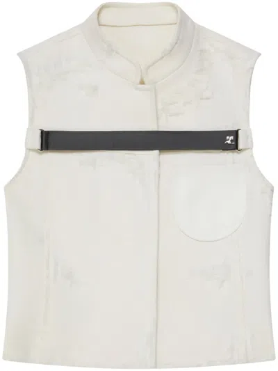 Courrèges Distressed Strap Racer Jacket In Weiss