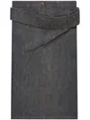 Courrèges Double-belt Denim Skirt In Grey