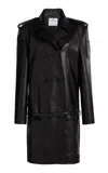 Courrèges Double-breasted Leather Coat In Black