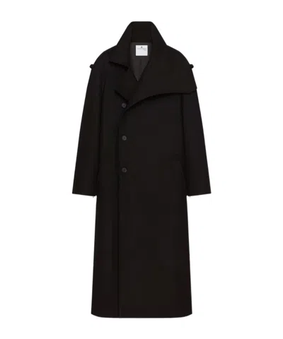 Courrèges Double-breasted Trench Coat In Black
