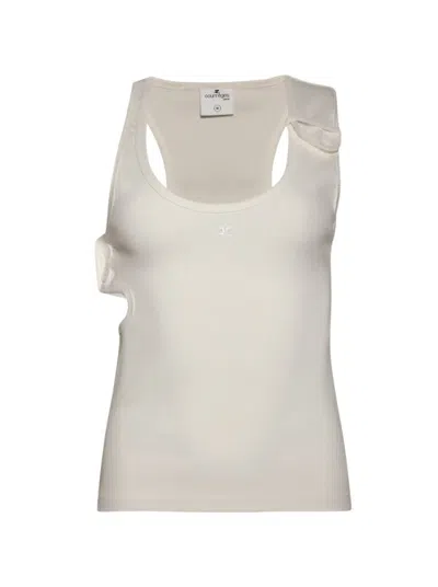 Courrèges Double Buckle 90's Rib Tank Top Heritage White