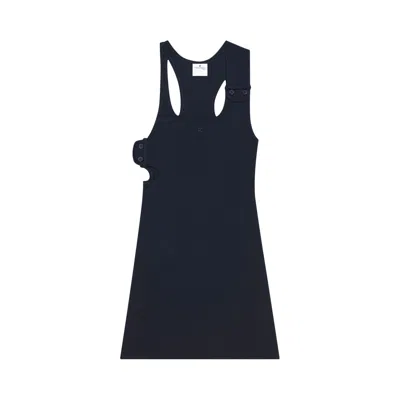Pre-owned Courrèges Double Buckle 90s Rib Dress 'navy' | Blue | Women's Size S