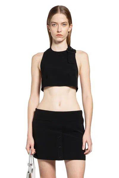 Courrèges Double Buckle Crepe Bra In Black