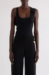 Courrèges Asymmetric Midnight Blue Tank Top In Black