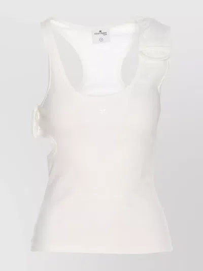 Courrèges Double Buckle Tank Top With Cut-out Detail In White