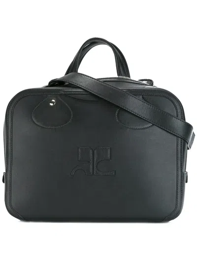 Courrèges Double Handles Medium Tote In Black