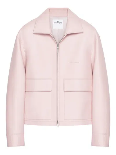 Courrèges Double-pocket Leather Jacket In Pink
