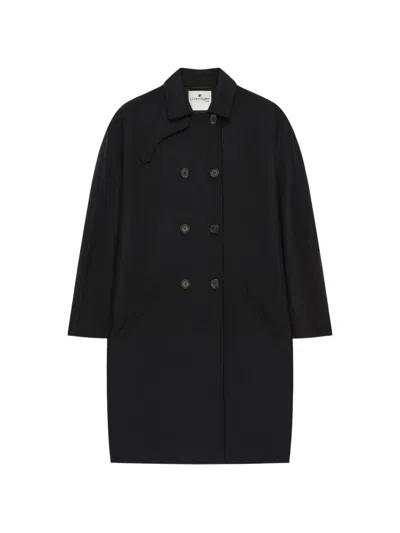 Courrèges Double-breasted Oversized Coat In Black