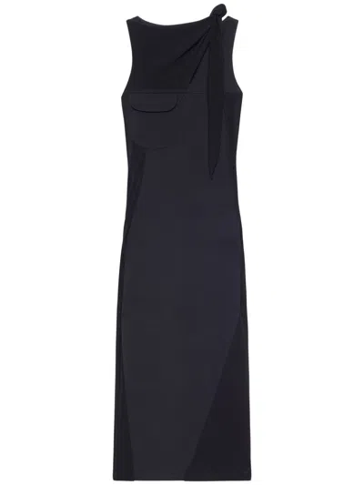 Courrèges Drapé Midi Dress In Black