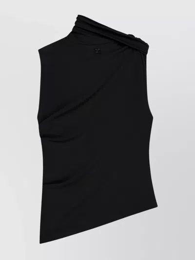 COURRÈGES DRAPED ASYMMETRIC SLEEVELESS TOP