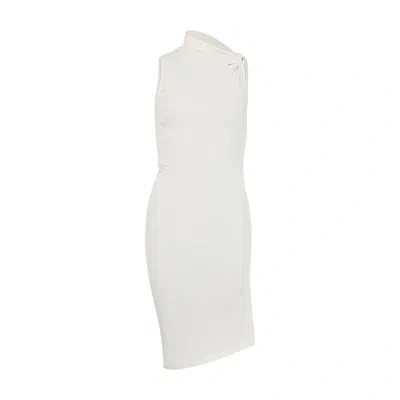 Courrèges Draped Crepe Jersey Dress In White