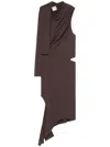 Courrèges Asymmetric Cotton Jersey Dress In Brown