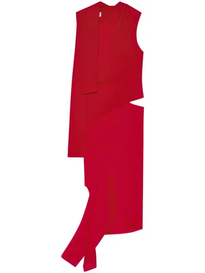 Courrèges Draped Cut-out Dress In Red