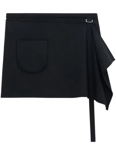 Courrèges Draped-detail Wool Miniskirt In Black