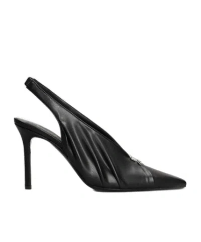 Courrèges Draped Faux Leather Slingbacks In Black