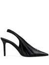 Courrèges Draped Faux Leather Slingbacks In Black