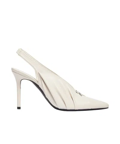 Courrèges Draped Faux Leather Slingbacks In White