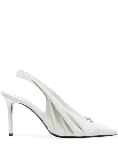 Courrèges Draped Faux Leather Slingbacks In White