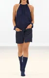 Courrèges Draped Jersey Bodysuit In Blue