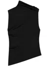 Courrèges Asymmetric Sleeveless Fitted Stretch Top In Black