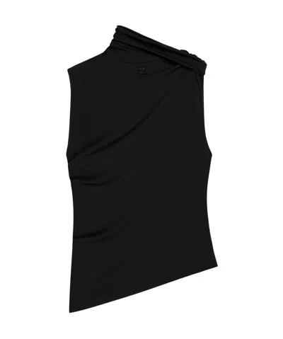 COURRÈGES DRAPED JERSEY TANK TOP