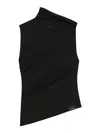Courrèges Asymmetric Sleeveless Fitted Stretch Top In Black