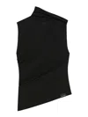 Courrèges Asymmetric Sleeveless Fitted Stretch Top In Negro