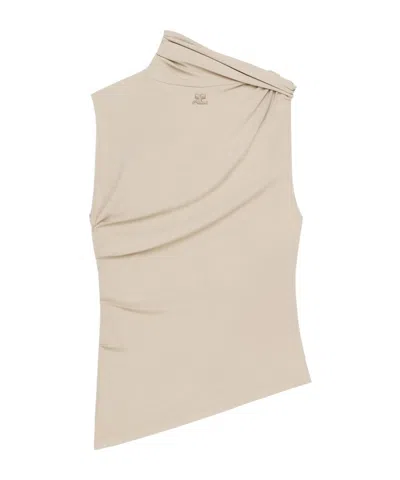 COURRÈGES COURRÈGES DRAPED ASYMMETRIC JERSEY TOP