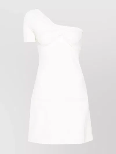 Courrèges Draped One-shoulder Fitted Dress In White