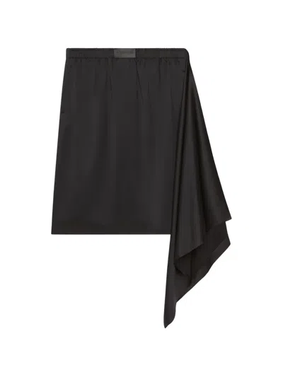 Courrèges Draped Satin Skirt In Black