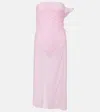 Courrèges Courreges Draped Sheer Jersey Crepe Midi Dress In Pink
