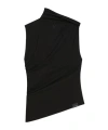 Courrèges Asymmetric Sleeveless Fitted Stretch Top In Black
