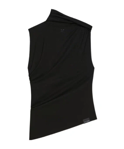 Courrèges Draped Top In Black