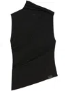 Courrèges Asymmetric Sleeveless Fitted Stretch Top In Black