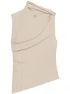 Courrèges Draped Asymmetric Sleeveless Top In Neutrals