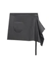 Courrèges Draped Virgin Wool-blend Mini Skirt In Black