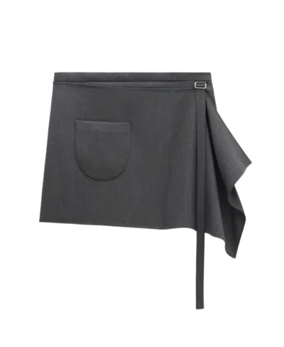 Courrèges Draped Virgin Wool-blend Mini Skirt In Black