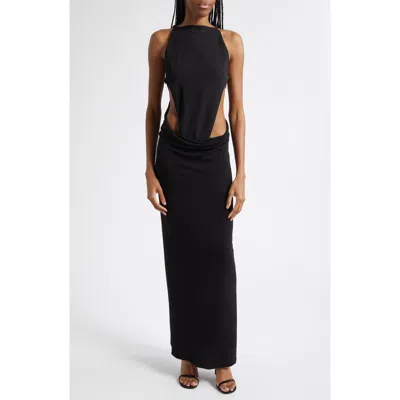Courrèges Draped Wool Stretch Crepe Cutout Dress In Multi