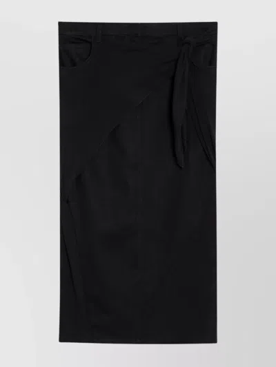 Courrèges Draped Wrap Detail Midi Skirt In Black