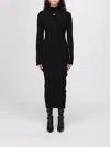 Courrèges Long Dress In Black Viscose In Multi